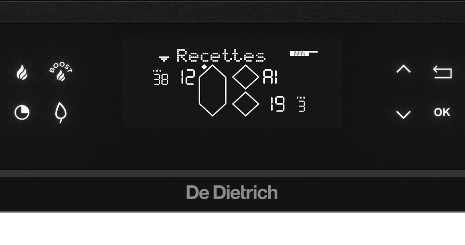Bílý LCD displej varné desky De Dietrich DPI4432B